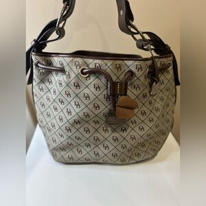 Dooney & Bourke Cream and Brown Canvas Handbag